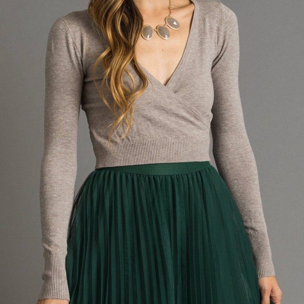 Lovely cropped surplice style sweater NWOT